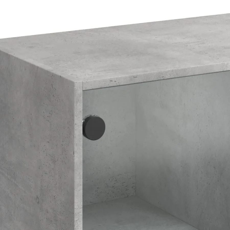Buffet haut avec portes gris béton 68x37x142 cm bois ingénierie - 10