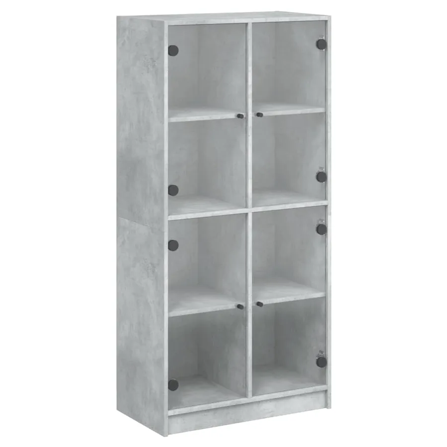 Buffet haut avec portes gris béton 68x37x142 cm bois ingénierie - 2