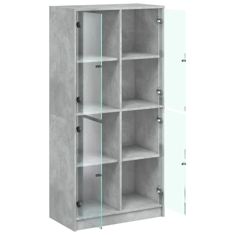 Buffet haut avec portes gris béton 68x37x142 cm bois ingénierie - 6