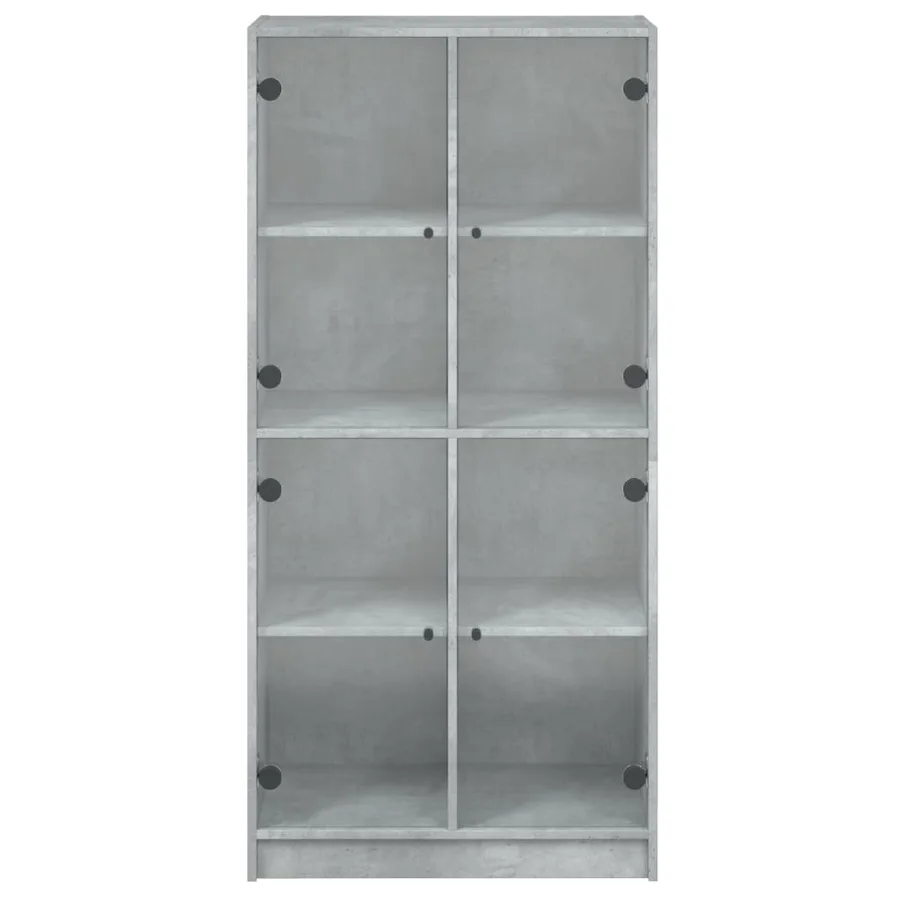 Buffet haut avec portes gris béton 68x37x142 cm bois ingénierie - 7