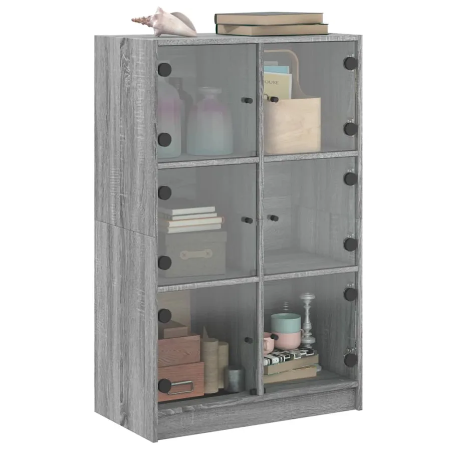 Buffet haut avec portes gris sonoma 68x37x109cm bois ingénierie - 5