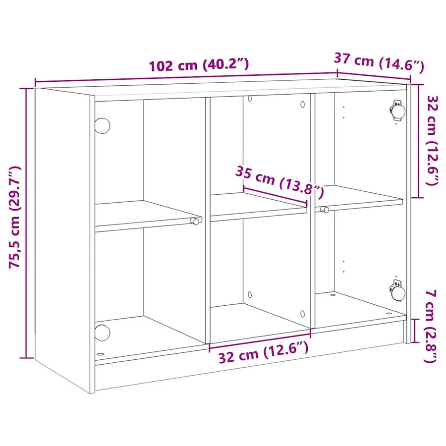 Buffet sonoma gris 102x37x75,5 cm bois d'ingénierie - 11