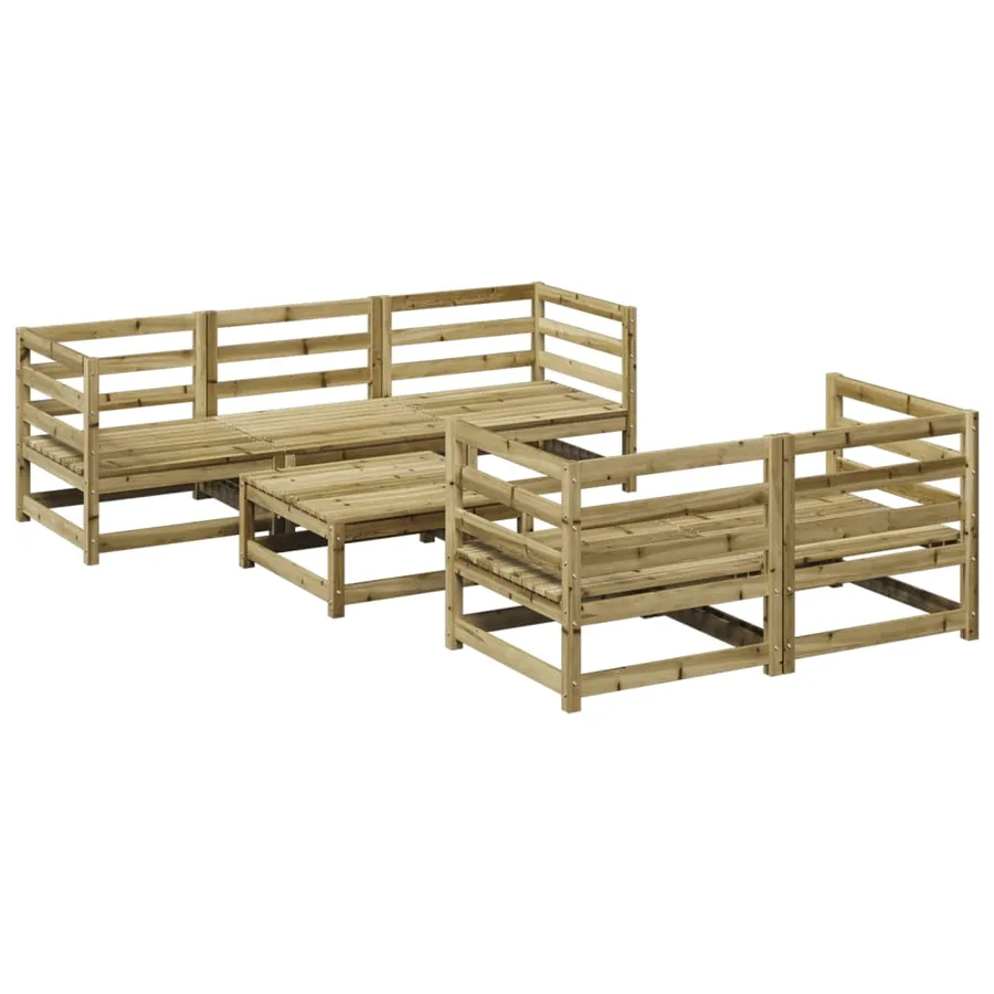 Salon de jardin 6 pcs bois de pin imprégné - 2