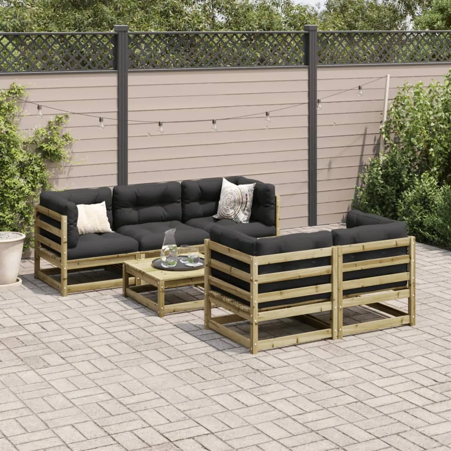 Salon de jardin 6 pcs bois de pin imprégné - 3