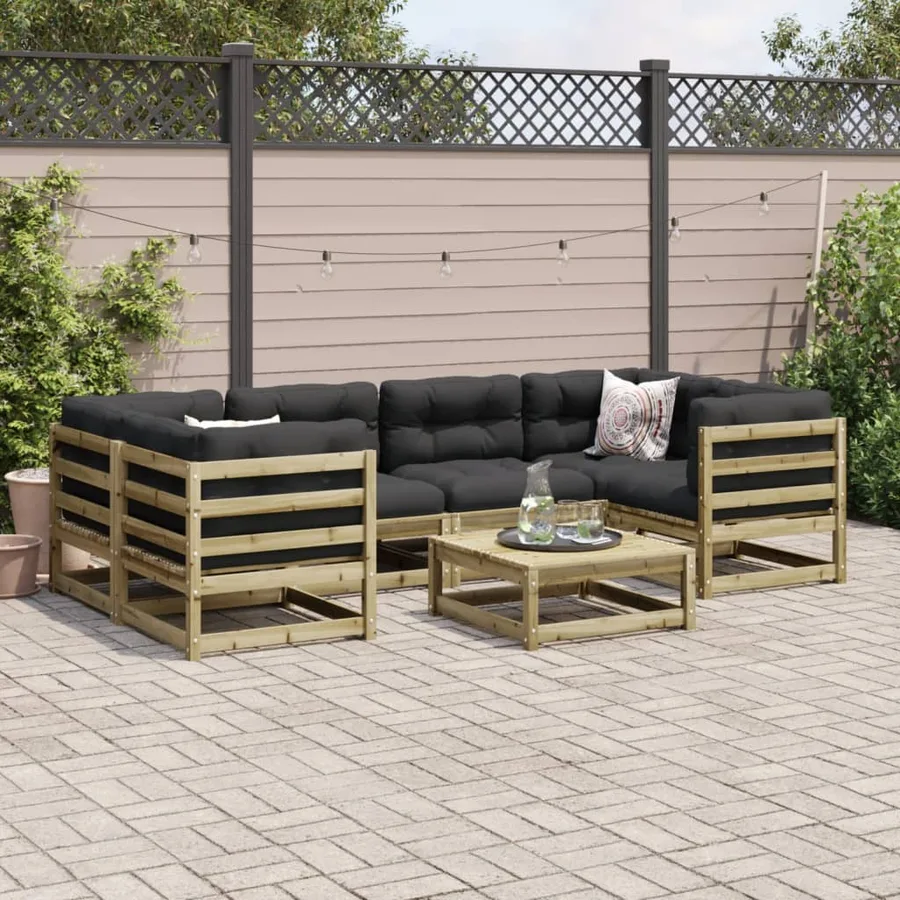 Salon de jardin 7 pcs bois de pin imprégné - 3