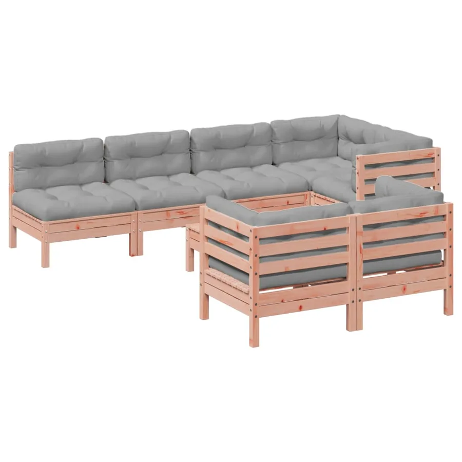 Salon de jardin 8 pcs avec coussins sapin douglas solide - 2