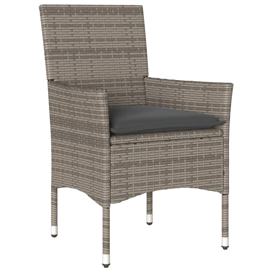 Ensemble à manger de jardin et coussins 7 pcs gris rotin verre - 3