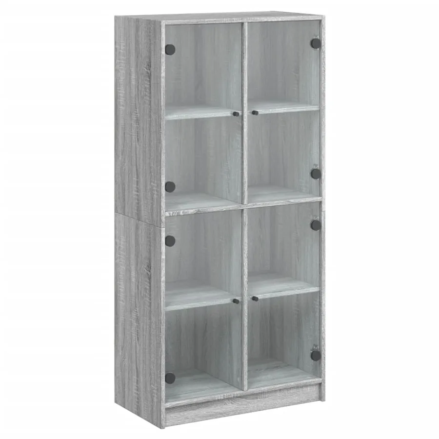 Buffet haut avec portes gris sonoma 68x37x142cm bois ingénierie - 2