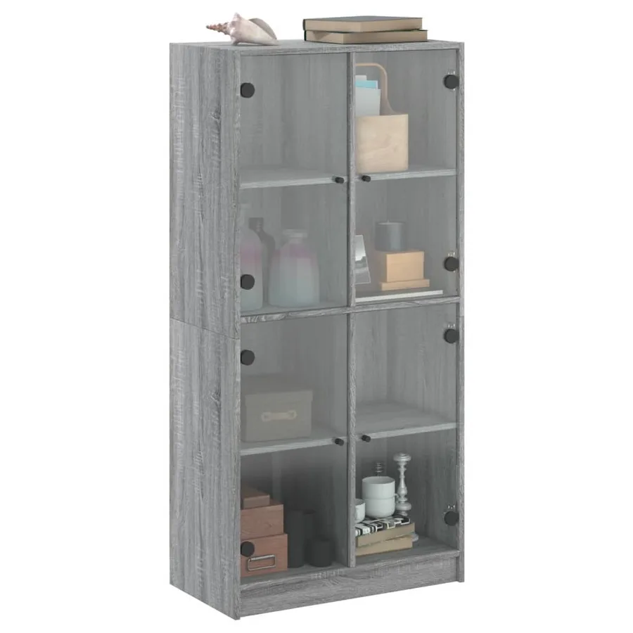 Buffet haut avec portes gris sonoma 68x37x142cm bois ingénierie - 5