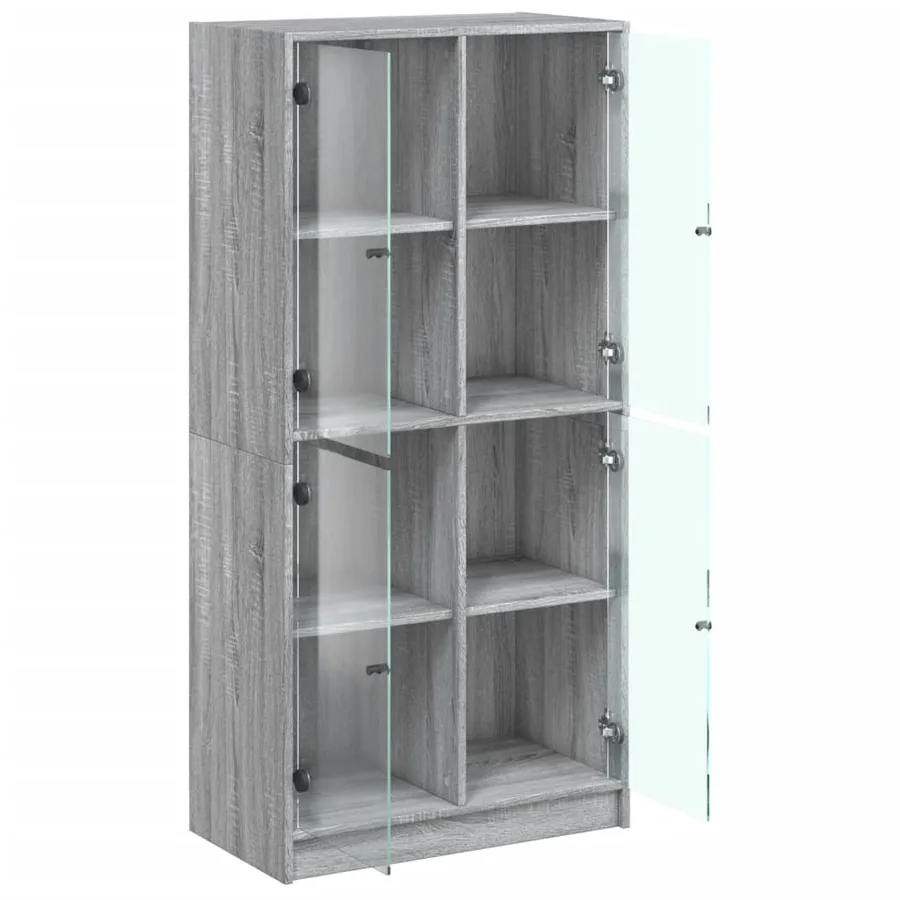 Buffet haut avec portes gris sonoma 68x37x142cm bois ingénierie - 6