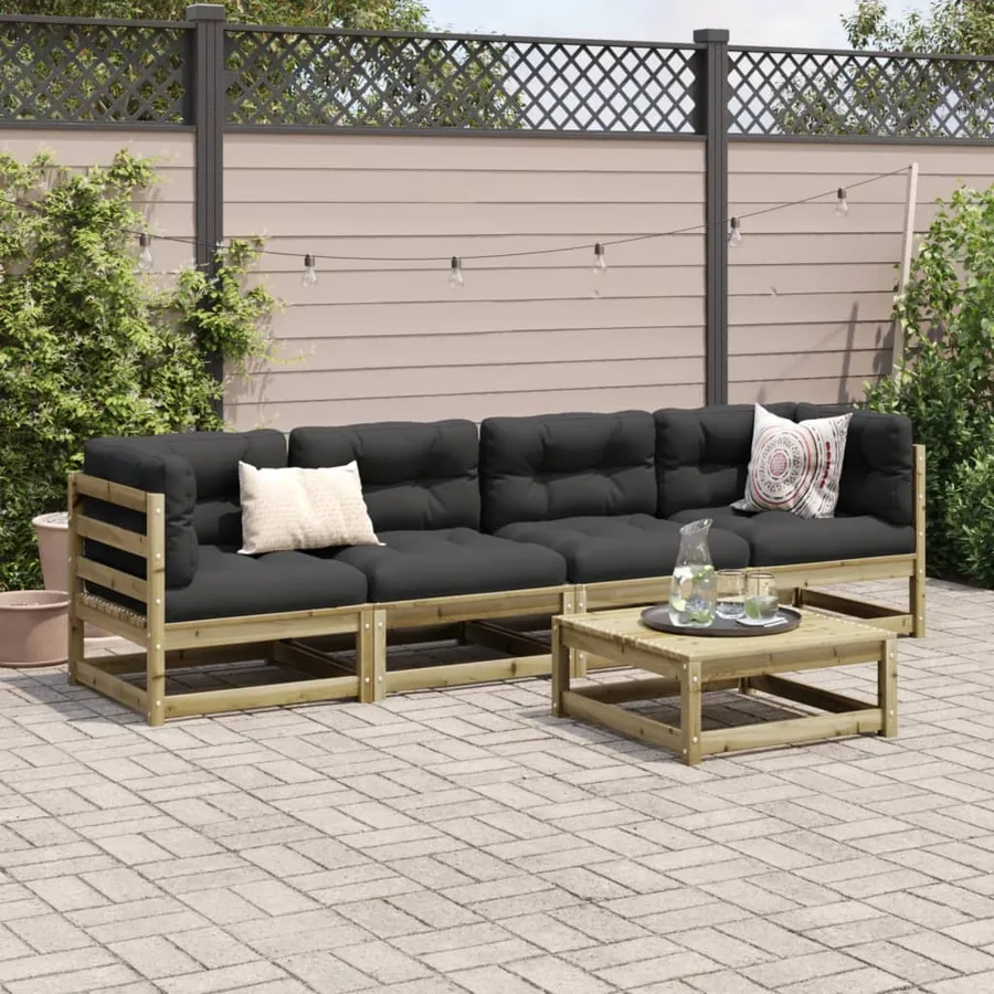 Salon de jardin 5 pcs bois de pin imprégné - 3