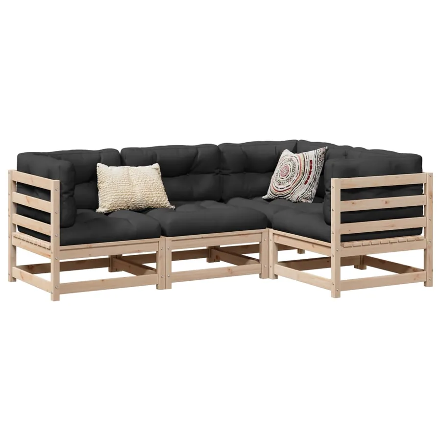 Salon de jardin 4 pcs bois massif de pin
