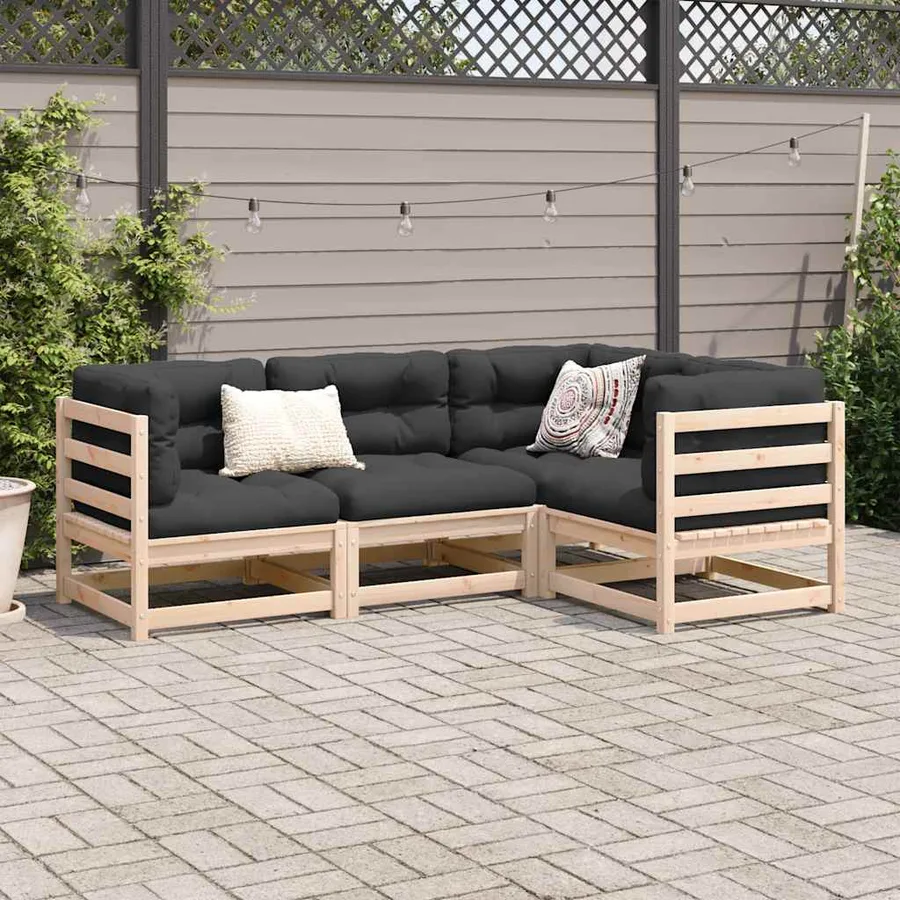 Salon de jardin 4 pcs bois massif de pin - 3