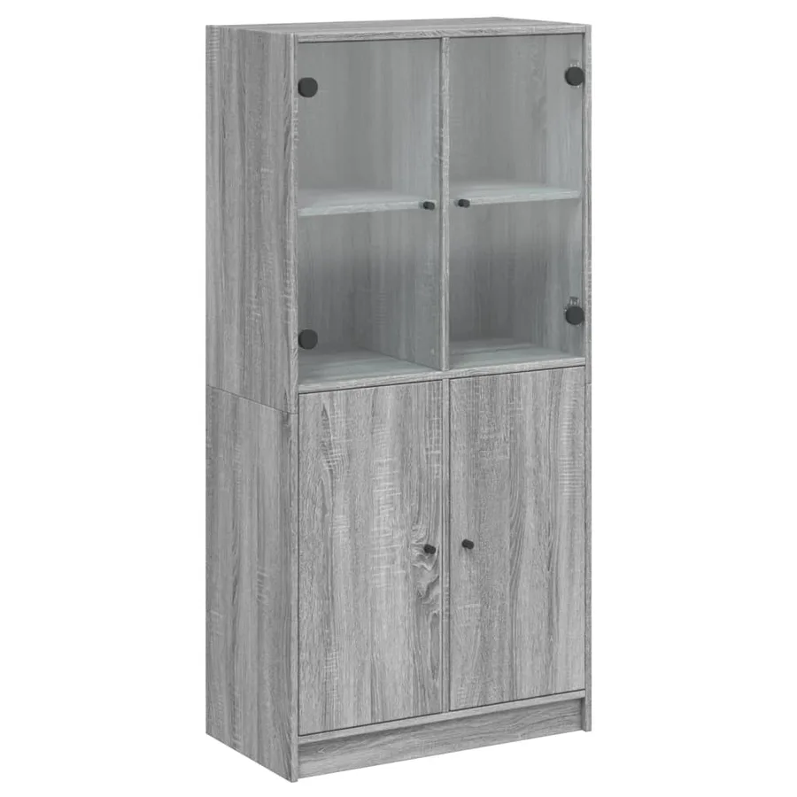 Buffet haut avec portes gris sonoma 68x37x142cm bois ingénierie - 2