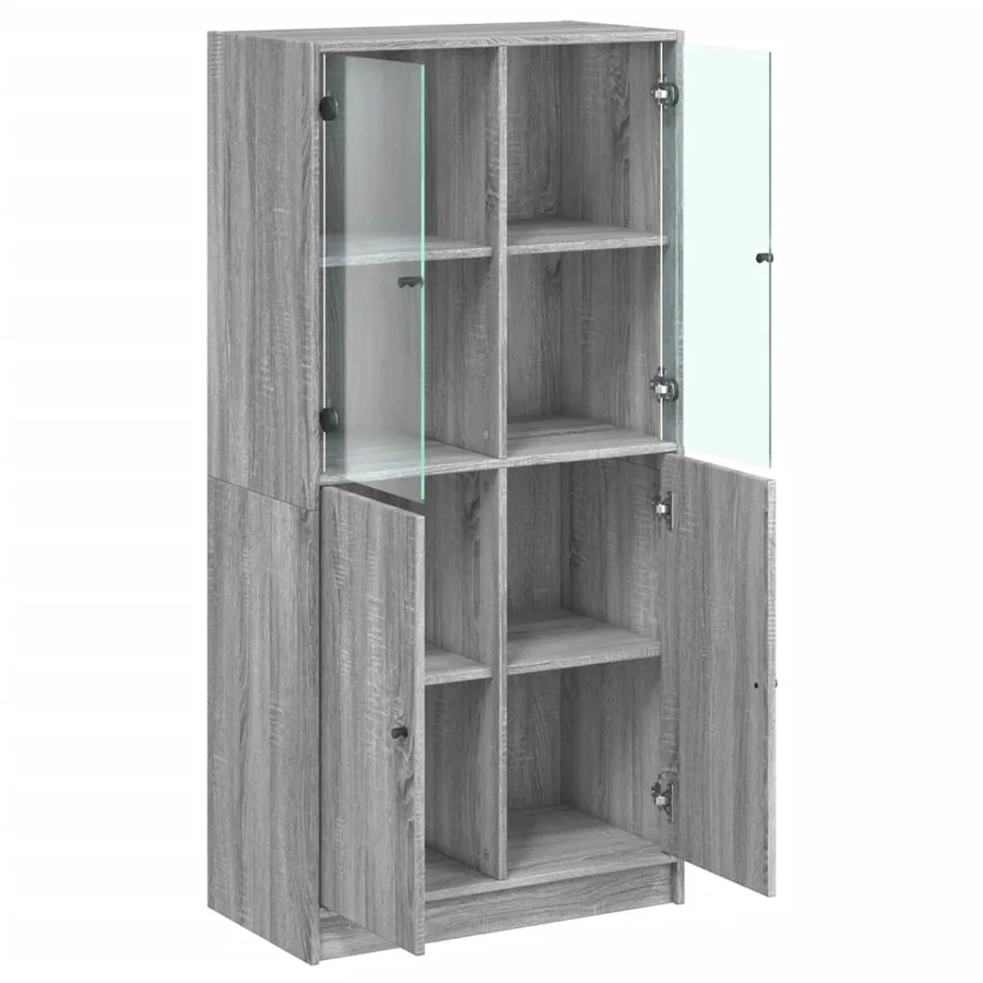 Buffet haut avec portes gris sonoma 68x37x142cm bois ingénierie - 6