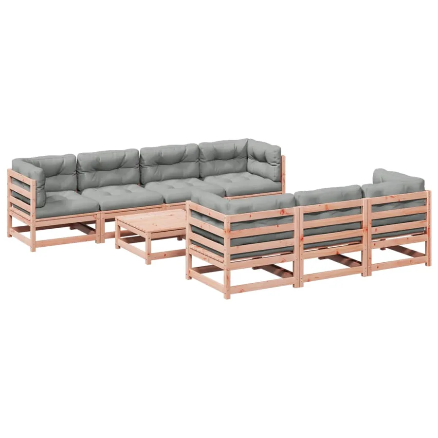 Salon de jardin 8 pcs avec coussins sapin douglas solide - 2