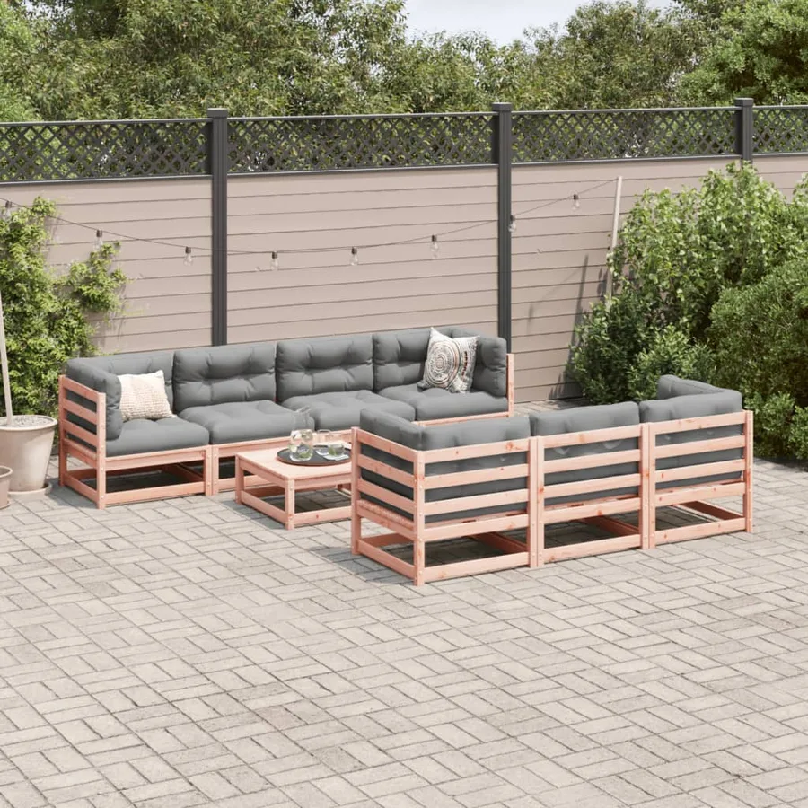 Salon de jardin 8 pcs avec coussins sapin douglas solide - 3