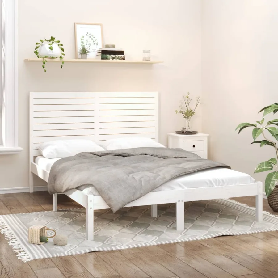 Cadre de lit sans matelas blanc 120x200 cm bois massif
