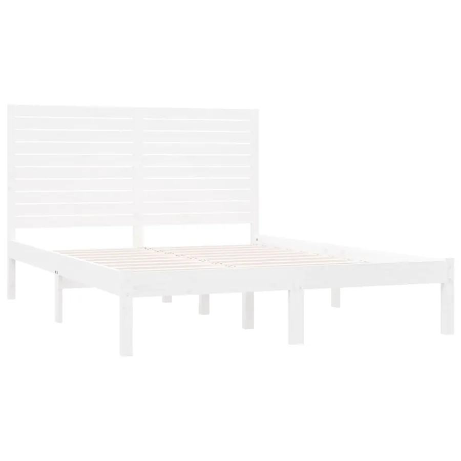 Cadre de lit sans matelas blanc 120x200 cm bois massif - 4