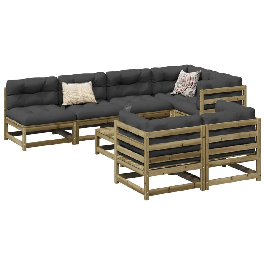 Salon de jardin 8 pcs bois de pin imprégné
