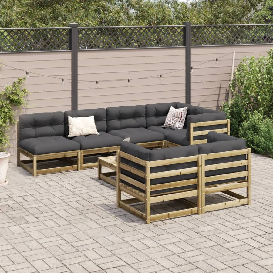 Salon de jardin 8 pcs bois de pin imprégné - 3