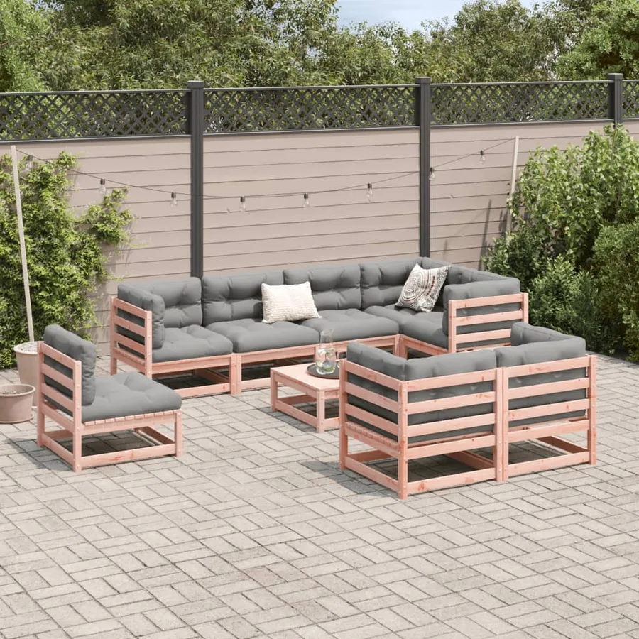Salon de jardin 9 pcs bois massif sapin de douglas - 3