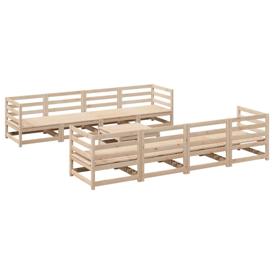 Salon de jardin 9 pcs bois de pin massif - 2