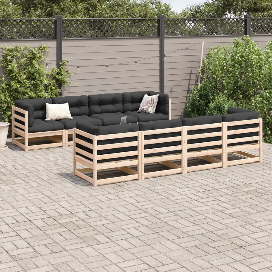 Salon de jardin 9 pcs bois de pin massif - 3