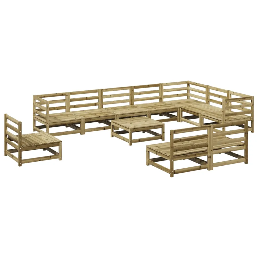 Salon de jardin 11 pcs bois de pin imprégné - 2