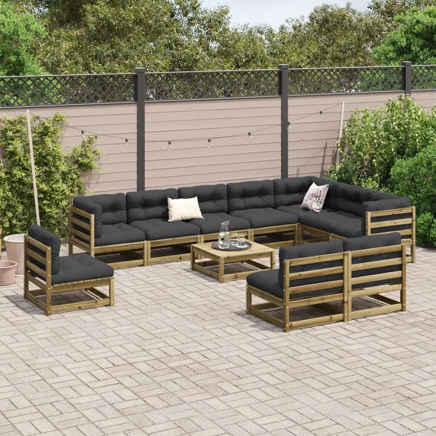 Salon de jardin 11 pcs bois de pin imprégné - 3