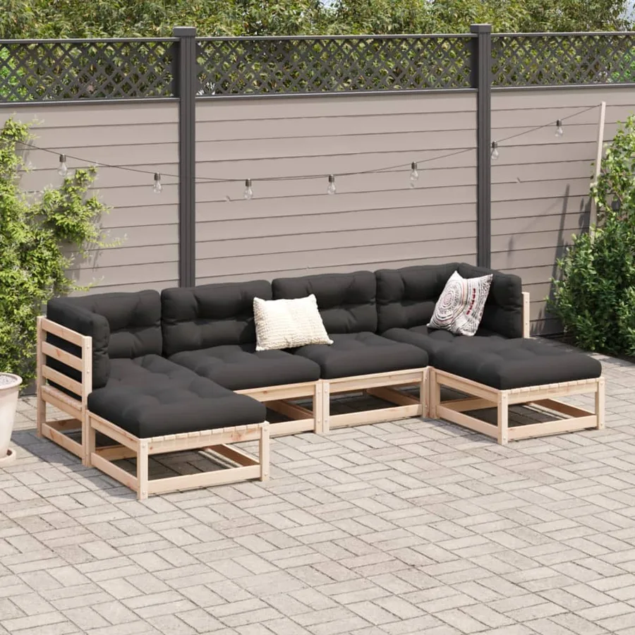 Salon de jardin 6 pcs avec coussins bois de pin massif - 3