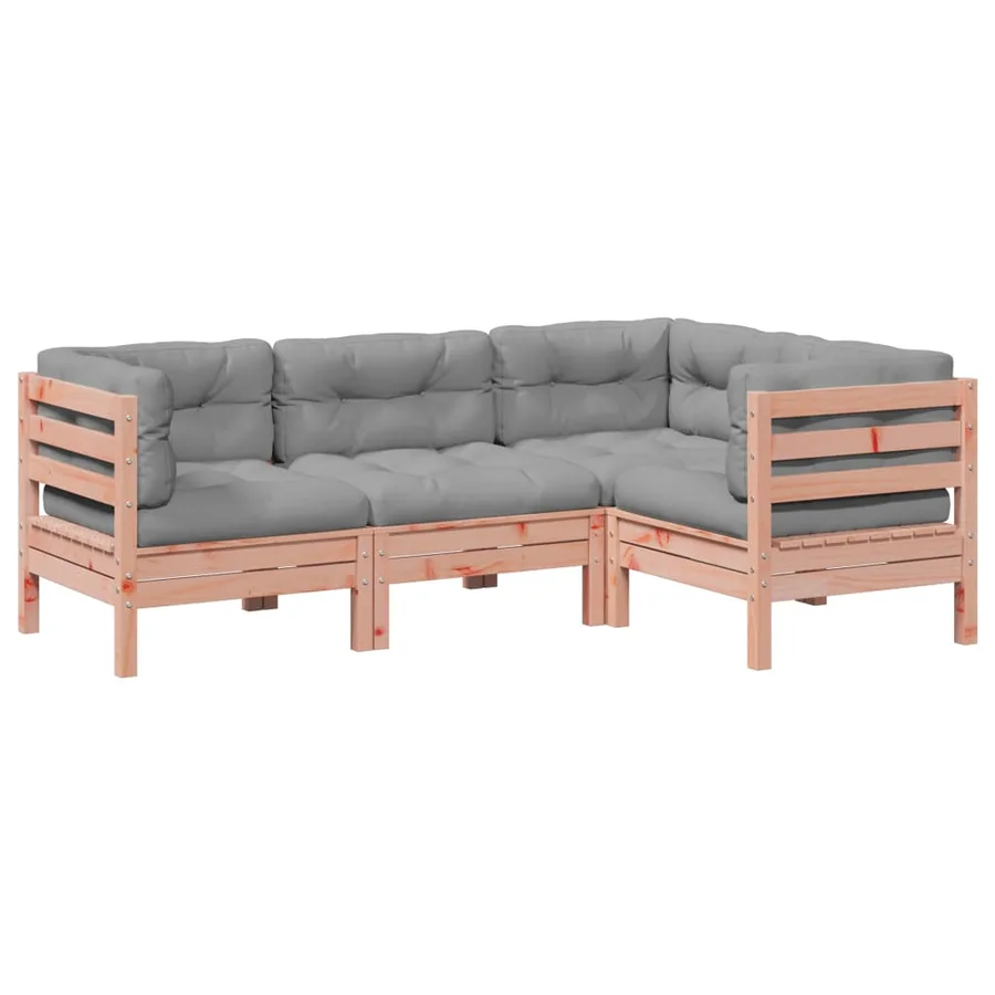Salon de jardin 4 pcs et coussins bois massif sapin de douglas - 2