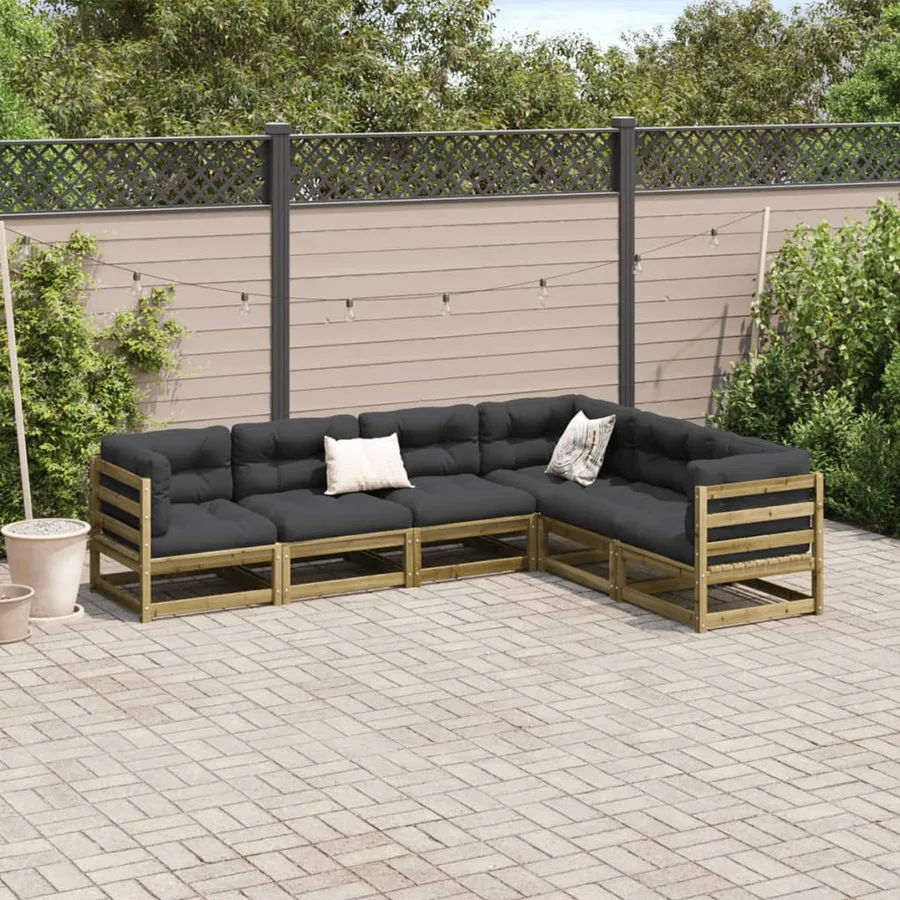 Salon de jardin 6 pcs bois de pin imprégné - 3