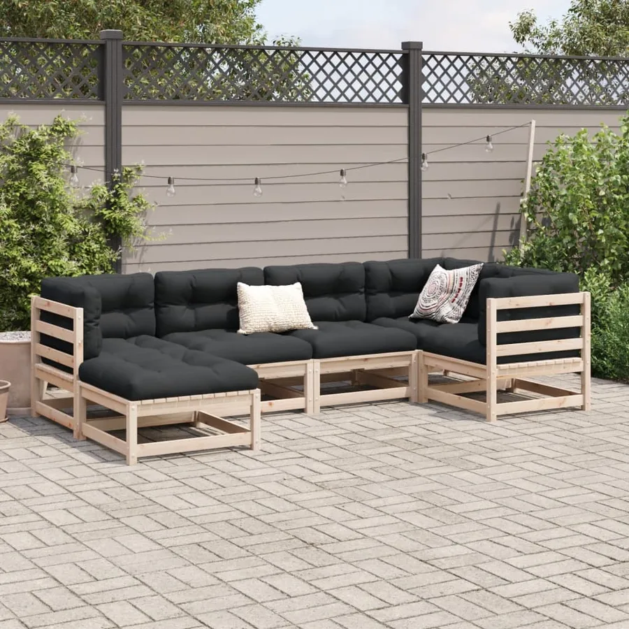 Salon de jardin 6 pcs bois de pin massif - 3