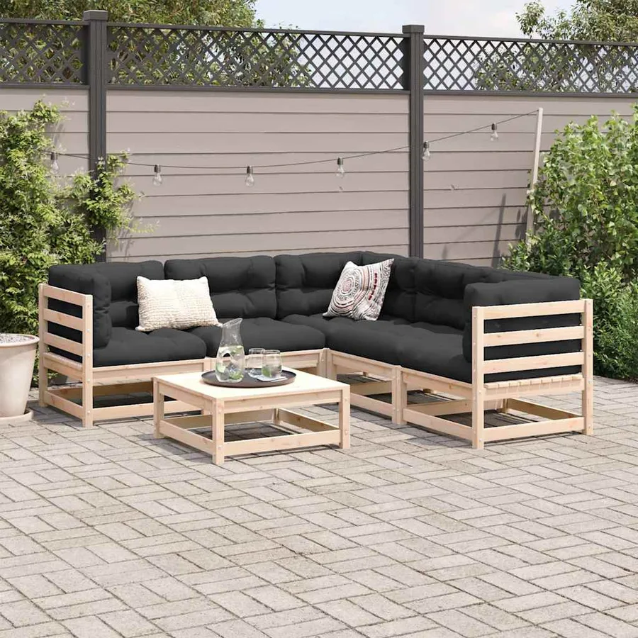 Salon de jardin 6 pcs bois de pin massif - 3