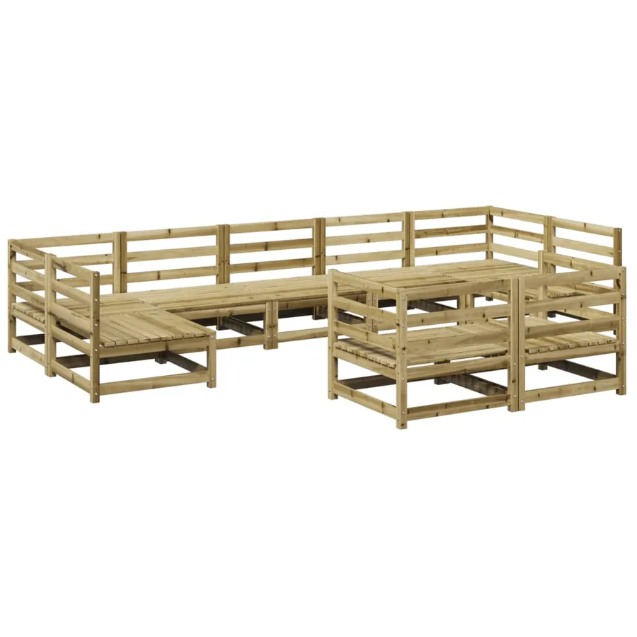 Salon de jardin 9 pcs bois de pin imprégné - 2