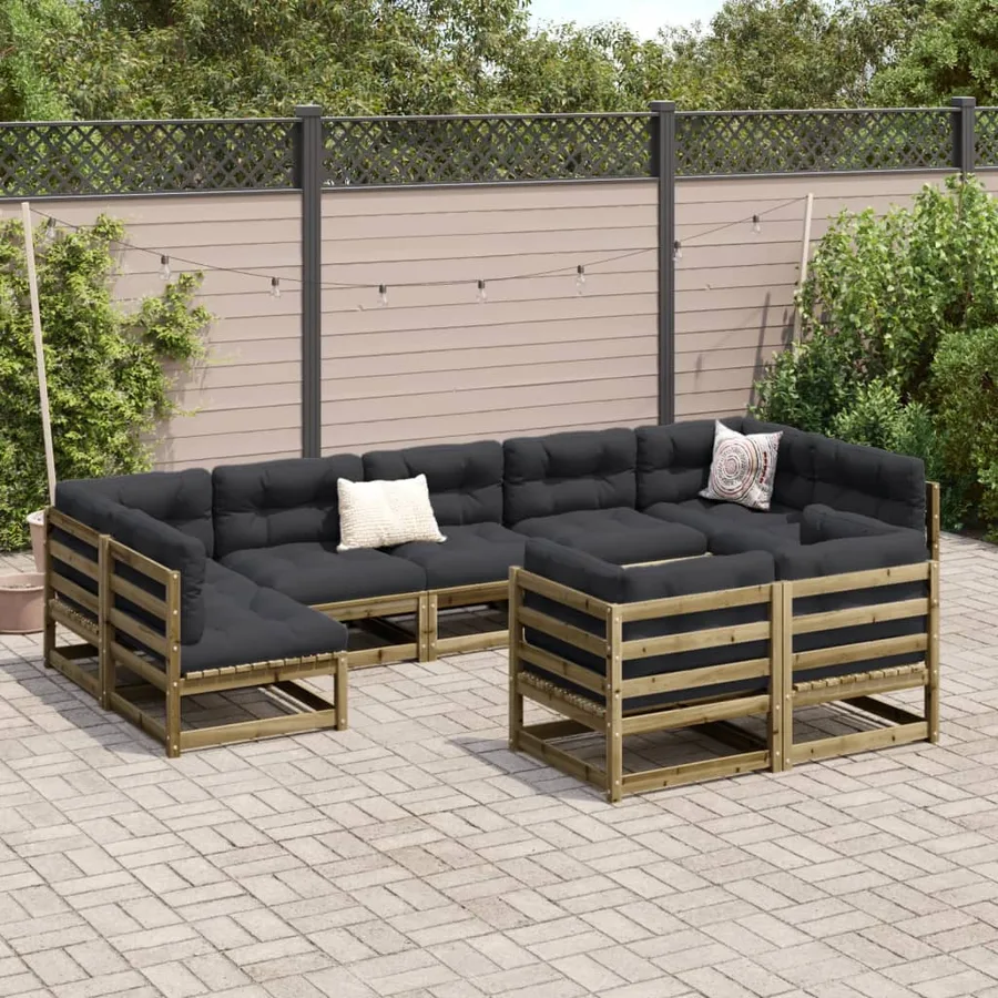 Salon de jardin 9 pcs bois de pin imprégné - 3