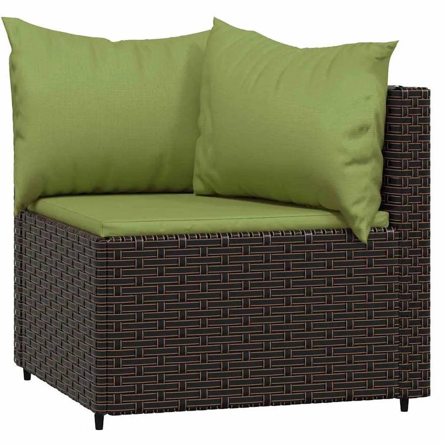 Salon de jardin 3 pcs avec coussins marron résine tressée - 4