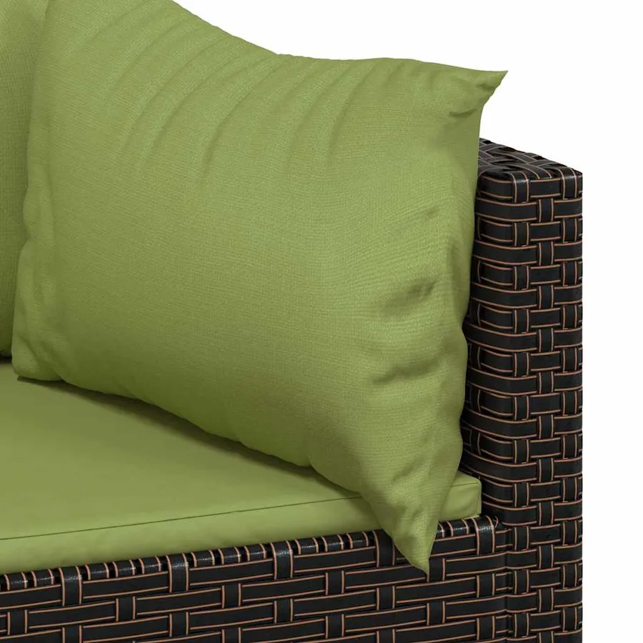 Salon de jardin 3 pcs avec coussins marron résine tressée - 8