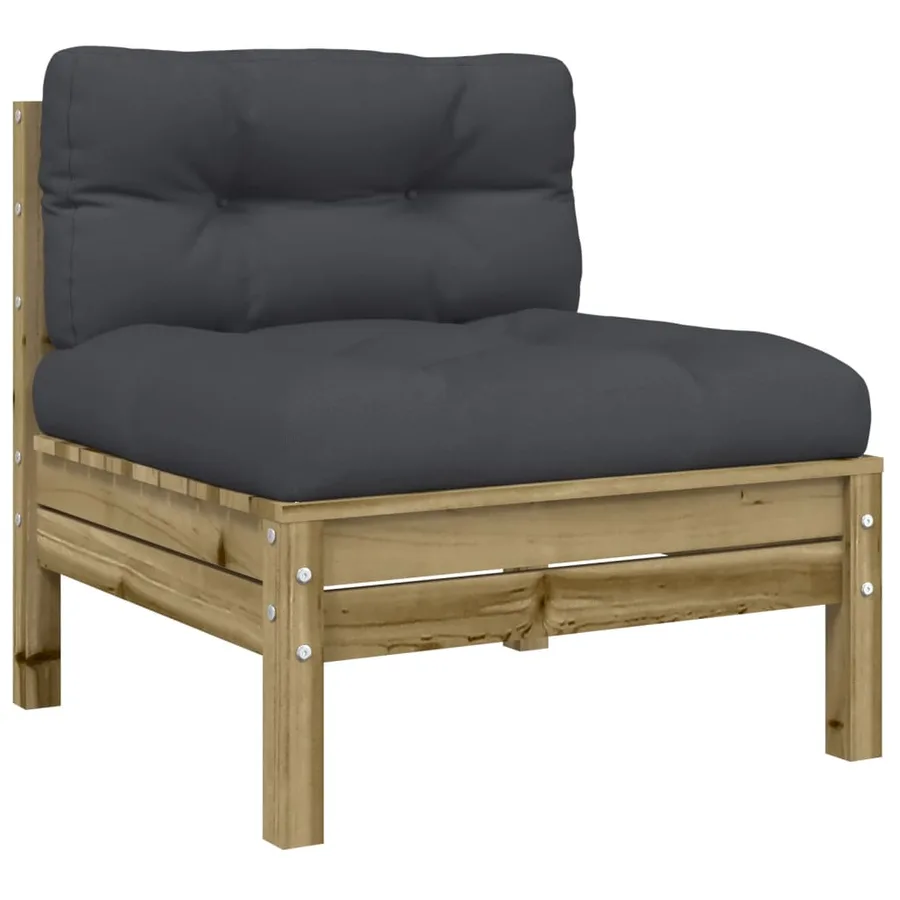 Salon de jardin 6 pcs avec coussins bois de pin imprégné - 5