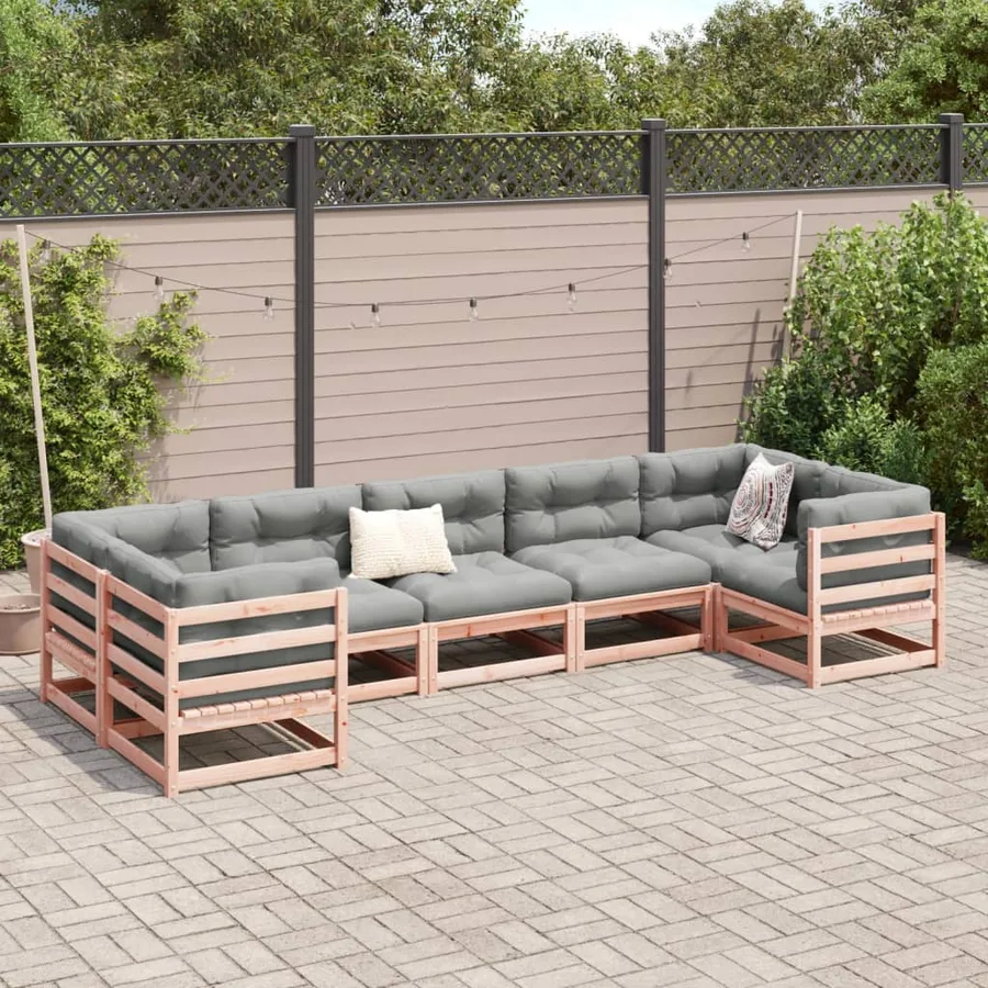 Salon de jardin 7 pcs bois massif sapin de douglas - 3