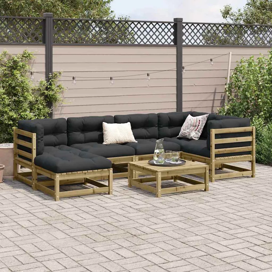 Salon de jardin 7 pcs bois de pin imprégné - 3