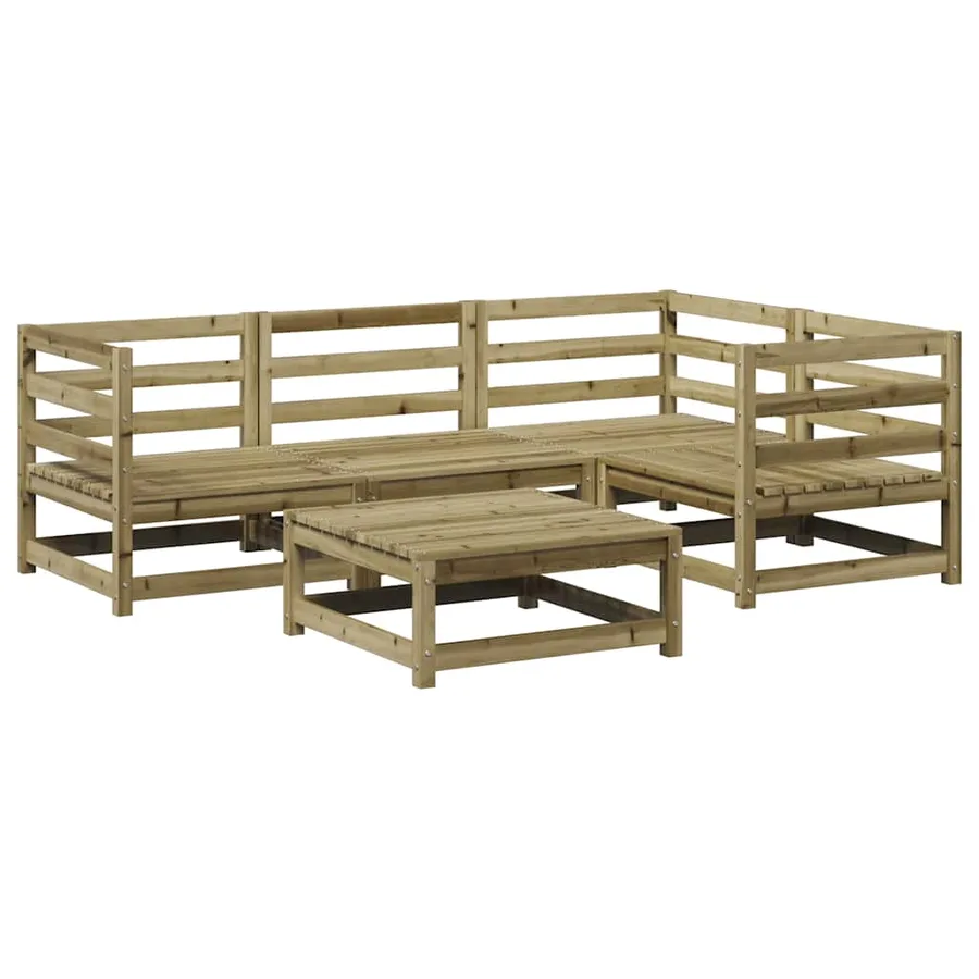 Salon de jardin 5 pcs bois de pin imprégné - 2