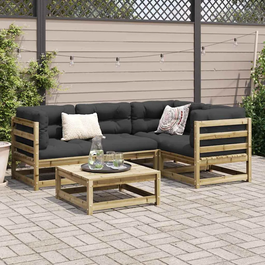 Salon de jardin 5 pcs bois de pin imprégné - 3