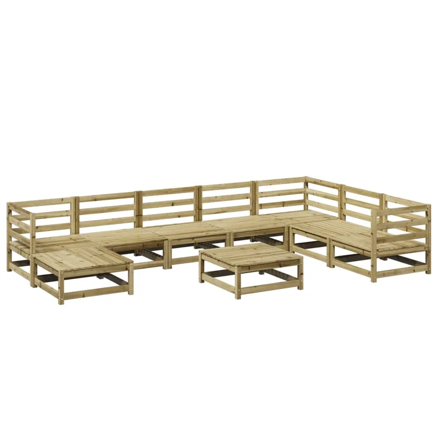 Salon de jardin 9 pcs bois de pin imprégné - 2