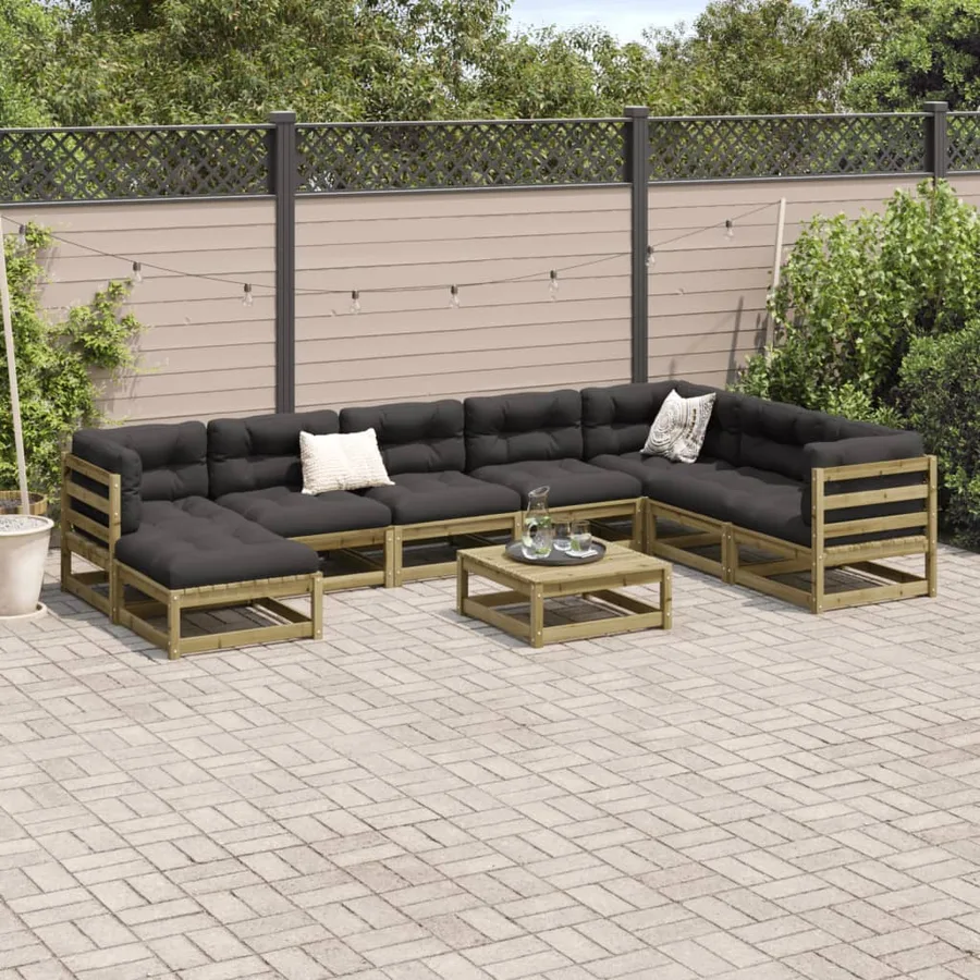 Salon de jardin 9 pcs bois de pin imprégné - 3