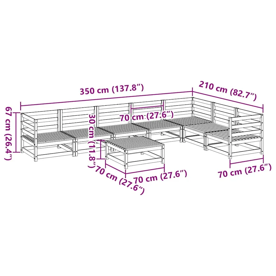 Salon de jardin 8 pcs bois de pin massif - 11