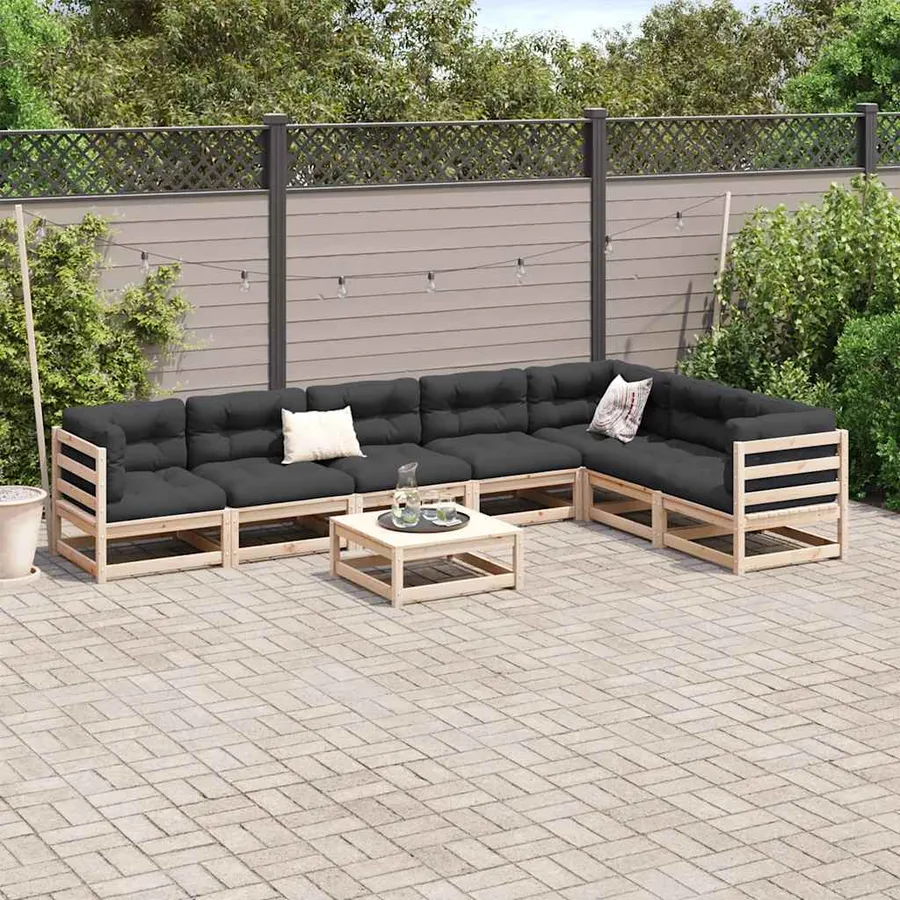 Salon de jardin 8 pcs bois de pin massif - 3