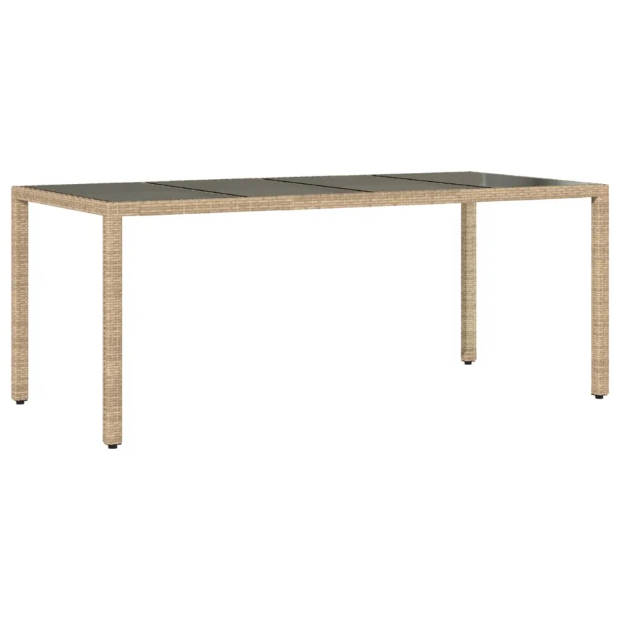 Ensemble à manger de jardin et coussins 7 pcs beige rotin verre - 4
