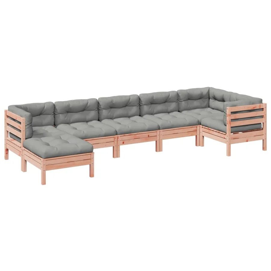 Salon de jardin 7 pcs et coussins bois massif sapin de douglas - 2